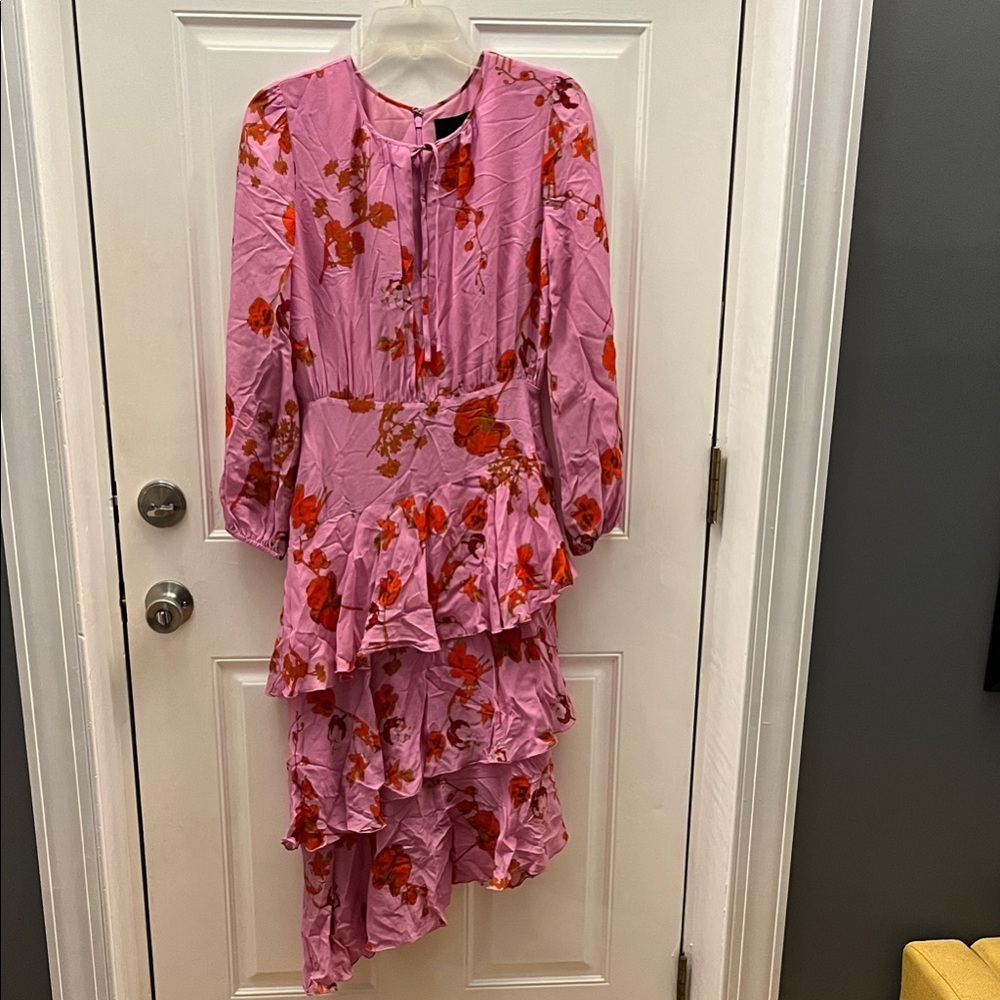 Cynthia Rowley NWOT Pink and Red Floral Ruffle Dress